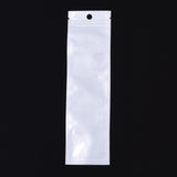 100 pc Pearl Film Plastic Zip Lock Bags, Resealable Packaging Bags, with Hang Hole, Top Seal, Self Seal Bag, Rectangle, White, 21x6cm, Inner Measure: 18x5cm