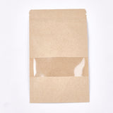 100 pc Resealable Kraft Paper Bags, Resealable Bags, Small Kraft Paper Stand up Pouch, with Window, Navajo White, 20x12cm