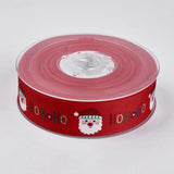 1 Roll Polyester Printed Grosgrain Ribbons, Christmas Theme, Santa Claus, Red, 1 inch(25mm), about 100yards/roll(91.44m/roll)