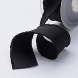 1 Roll Polyester Frayed Grosgrain Ribbons, Printed, with Fringe Tassel, Black, 5/8 inch(16mm), about 50yards/roll(45.72m/roll)