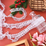 1 Bundle Organza Lace Trim, Pleated/Double Ruffle Ribbon, White, 23~28mm, 50m/bundle