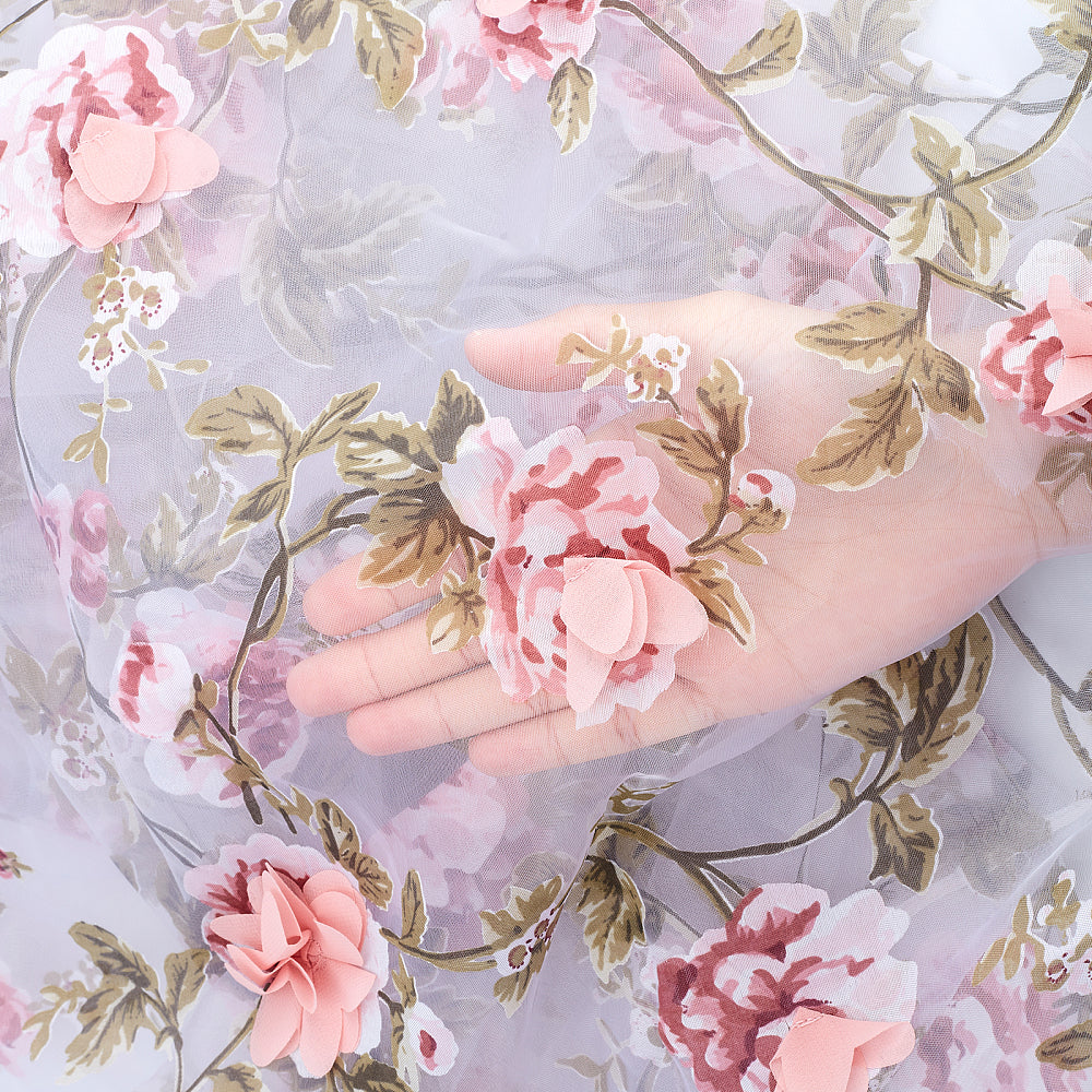 Green and Beige Organza 3D Flower Lace Trim for Dress, Wedding, Bridal DIY  Sewing - 2 Yards