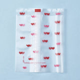 5 Bag OPP Cellophane Bag, Printed, Available for Bag Heat Sealer, Rectangle with Heart Pattern, Red, 10.9x8.5x0.02cm, 100pcs/bag
