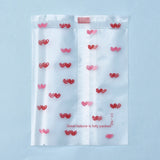 5 Bag OPP Cellophane Bag, Printed, Available for Bag Heat Sealer, Rectangle with Heart Pattern, Red, 10.9x8.5x0.02cm, 100pcs/bag