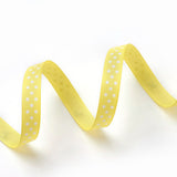 1 Roll Polka Dot Ribbon Grosgrain Ribbon, Yellow, three points on an oblique line, about 3/8 inch(10mm) wide, 50yards/roll(45.72m/roll)