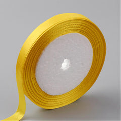 1 Roll Double Face Gingham Ribbon Satin Ribbon, Polyester Ribbon, Yellow,  3/8 inch(10mm), 50yards/roll(45.72m/roll)