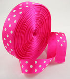 2 Roll Polka Dot Ribbon Grosgrain Ribbon, Fuchsia, 1 inch(25mm), 50yards/roll