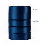 Single Face Satin Ribbon, Polyester Ribbon, Dark Blue, 1 inch(25mm) wide, 25yards/roll(22.86m/roll), 5rolls/group, 125yards/group(114.3m/group)