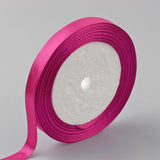 1 Group Single Face Satin Ribbon, Polyester Ribbon, Hot Pink, 1/2 inch(12mm), about 25yards/roll(22.86m/roll), 250yards/group(228.6m/group), 10rolls/group