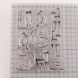 Craspire Clear Silicone Stamps, for DIY Scrapbooking, Photo Album Decorative, Cards Making, Stamp Sheets, Cat Pattern, 15x11cm, 10sheets/set