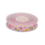 1 Roll Floral Single-sided Printed Polyester Grosgrain Ribbons, Lilac, 5/8 inch(16mm), about 100yards/roll(91.44m/roll)