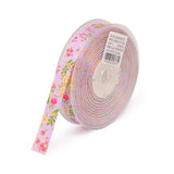 1 Roll Floral Single-sided Printed Polyester Grosgrain Ribbons, Lilac, 5/8 inch(16mm), about 100yards/roll(91.44m/roll)