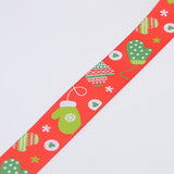 1 Roll Christmas Gloves Printed Grosgrain Ribbon for Christmas Gift Package, Red, 3/8 inch(9mm), about 100yards/roll(91.44m/roll)