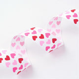 1 Roll Polyester Grosgrain Ribbon, with Heart Printed, White, 1 inch(25mm), about 100yards/roll(91.44m/roll)