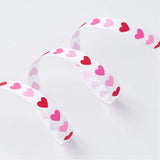 1 Roll Polyester Grosgrain Ribbon, with Heart Printed, White, 3/8 inch(9mm), about 100yards/roll(91.44m/roll)