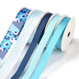 3Rolls Polyester Ribbons, with 2Rolls Grosgrain Ribbons, for Gift Packaging, Mixed Color, 3/8~5/8 inch(9.7~16mm); 1m/roll; 5rolls/set