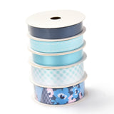 3Rolls Polyester Ribbons, with 2Rolls Grosgrain Ribbons, for Gift Packaging, Mixed Color, 3/8~5/8 inch(9.7~16mm); 1m/roll; 5rolls/set