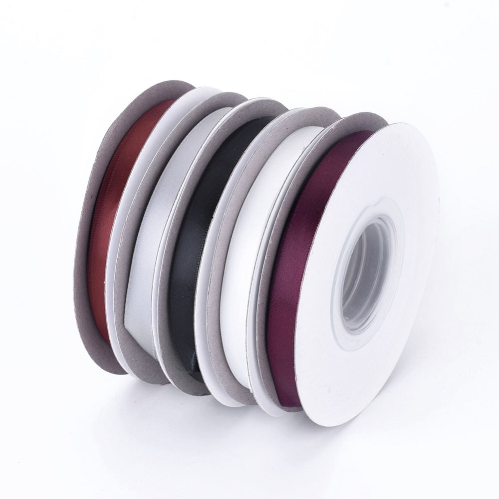 1 Group High Dense Single Face Satin Ribbon, Polyester Ribbon, Christmas  Ribbon, Red, 1-1/2 inch(38~40mm), about 50yards/roll, 5rolls/group