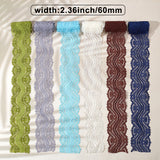 1 Set 6 Colors 12 Yards Stretch Lace Ribbon Trim Flat Polyester Elastic Floral Lace Ribbons Wave and Flower Pattern for Crafts Dress Tablecloth Blankets Clothes Decorating