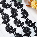 1 Bag 5 Yards Lace Applique Trim 3.2 Inch Black Flower Embroidery Lace Edge Trimmings Floral Embroidered Applique Ribbon for DIY Sewing Crafts Wedding Bridal Dress Embellishment Party Decoration