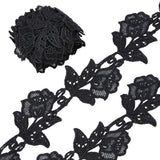 1 Bag 5 Yards Lace Applique Trim 3.2 Inch Black Flower Embroidery Lace Edge Trimmings Floral Embroidered Applique Ribbon for DIY Sewing Crafts Wedding Bridal Dress Embellishment Party Decoration