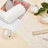 1 Bag Polyester Lace Trims, Flower Pattern, White, 5-7/8 inch(150mm), about 5.00 Yards(4.57m)/Roll, 1 roll/bag