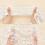 1 Bag Polyester Lace Trims, Flower Pattern, White, 5-7/8 inch(150mm), about 5.00 Yards(4.57m)/Roll, 1 roll/bag