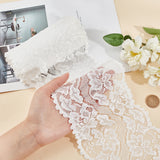 1 Bag Polyester Lace Trims, Flower Pattern, White, 5-7/8 inch(150mm), about 5.00 Yards(4.57m)/Roll, 1 roll/bag