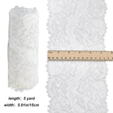 1 Bag Polyester Lace Trims, Flower Pattern, White, 5-7/8 inch(150mm), about 5.00 Yards(4.57m)/Roll, 1 roll/bag