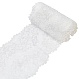 1 Bag Polyester Lace Trims, Flower Pattern, White, 5-7/8 inch(150mm), about 5.00 Yards(4.57m)/Roll, 1 roll/bag