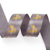 10 Roll Polyester Ribbons, Single Face Golden Hot Stamping, for Gifts Wrapping, Party Decoration, Heart & Word Good Luck Pattern, Gray, 1-1/8 inch(27mm), 10yards/roll(9.14m/roll)