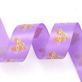 10 Roll Polyester Ribbons, Single Face Golden Hot Stamping, for Gifts Wrapping, Party Decoration, Heart & Word Good Luck Pattern, Medium Orchid, 1-1/8 inch(27mm), 10yards/roll(9.14m/roll)