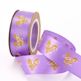 10 Roll Polyester Ribbons, Single Face Golden Hot Stamping, for Gifts Wrapping, Party Decoration, Heart & Word Good Luck Pattern, Medium Orchid, 1-1/8 inch(27mm), 10yards/roll(9.14m/roll)