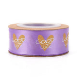 10 Roll Polyester Ribbons, Single Face Golden Hot Stamping, for Gifts Wrapping, Party Decoration, Heart & Word Good Luck Pattern, Medium Orchid, 1-1/8 inch(27mm), 10yards/roll(9.14m/roll)