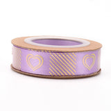 3 Roll Polyester Ribbons, Single Face Golden Hot Stamping, for Gifts Wrapping, Party Decoration, Heart Pattern, Orchid, 5/8 inch(17mm), 10yards/roll(9.14m/roll)