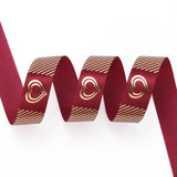 3 Roll Polyester Ribbons, Single Face Golden Hot Stamping, for Gifts Wrapping, Party Decoration, Heart Pattern, FireBrick, 5/8 inch(17mm), 10yards/roll(9.14m/roll)