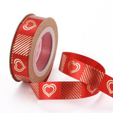 3 Roll Polyester Ribbons, Single Face Golden Hot Stamping, for Gifts Wrapping, Party Decoration, Heart Pattern, Red, 5/8 inch(17mm), 10yards/roll(9.14m/roll)