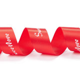 2 Roll Polyester Grosgrain Ribbons, with Word Sweet Love, for Gifts Wrapping Party, Red, 1 inch(25mm), 45m/Roll