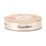 2 Roll Polyester Grosgrain Ribbons, with Word Sweet Love, for Gifts Wrapping Party, Bisque, 1 inch(25mm), 45m/Roll