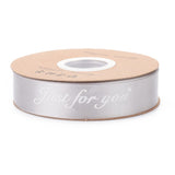 2 Roll Polyester Grosgrain Ribbons, with Word Just For You, for Gifts Wrapping Party, Light Grey, 1 inch(25mm), 45m/Roll