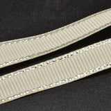 1 Roll Polyester Grosgrain Ribbons for Gift Packing, Silver Wired Edge Ribbon, Beige, 3/8 inch(9mm), about 100yards/roll(91.44m/roll)