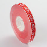 1 Roll Christmas Theme Polyester Ribbons, Red, 3/8 inch(9mm), about 100yards/roll(91.44m/roll)