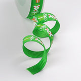 1 Roll Christmas Theme Polyester Ribbons, Green, 3/8 inch(9mm), about 100yards/roll(91.44m/roll)