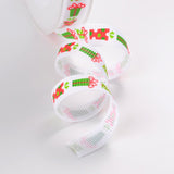 1 Roll Christmas Theme Polyester Ribbons, White, 3/8 inch(9mm), about 100yards/roll(91.44m/roll)