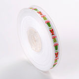 1 Roll Christmas Theme Polyester Ribbons, White, 3/8 inch(9mm), about 100yards/roll(91.44m/roll)