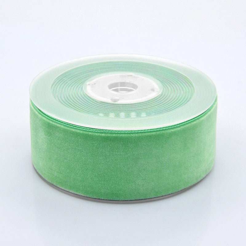 CRASPIRE 1 Roll 3/8inch Single Face Velvet Ribbon, Light Green,  3/8inch(9.5mm), about 200yards/roll(182.88m/roll)