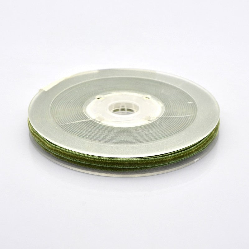 CRASPIRE 1 Roll 3/8inch Single Face Velvet Ribbon, Light Green,  3/8inch(9.5mm), about 200yards/roll(182.88m/roll)