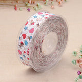 1 Roll Heart & Star Printed Polyester Ribbon for Gift Packing and Festival Decoration, White, 1 inch(25mm), 100yards/roll(91.44m/roll)