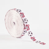 50 Yard Single Face Word Soccer with Football Printed Polyester Grosgrain Ribbons, White, 1 inch(25mm), 0.4mm