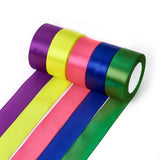 1 Group Single Face Satin Ribbon, Polyester Ribbon, White, 1 inch(25mm) wide, 25yards/roll(22.86m/roll), 5rolls/group, 125yards/group(114.3m/group)